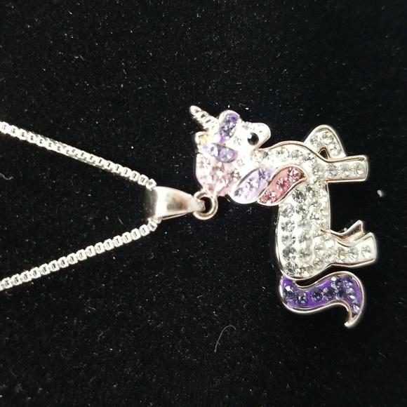 Kohls Unicorn Katy Perry Style Pendant Silver stone Chain Necklace 18” Gift Y2K - Picture 3 of 6
